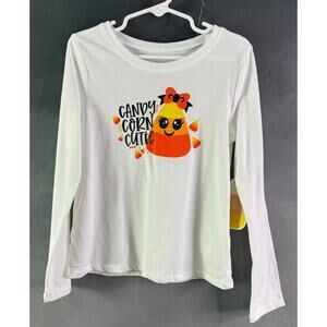 Kids Candy Corn Halloween Long Sleeve Shirt White Size 6 Glitter‎ Print Unicorn
